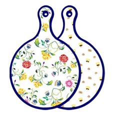 Roem Design 藍色版雙面圓形上菜砧板 浪漫纖細玫瑰, 布丁, 1個