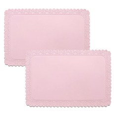 ade.l 矽膠蕾絲餐墊 2入, 煙燻粉紅, 428 x 282 x1.8mm