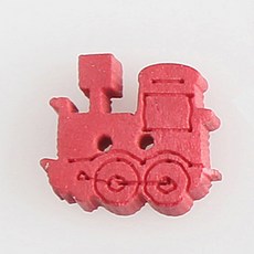 HR大鈕扣 木製鈕扣 火車 13mm, 紅色, 12個