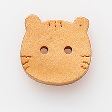 HR大鈕扣 木頭鈕扣 貓咪 15mm, 米色, 12個