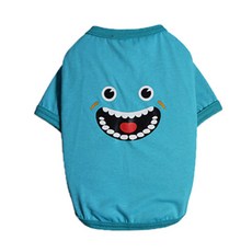 윰 애완동물 스마일페이스 티셔츠, 블루, 1개