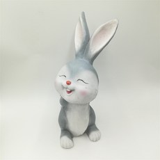 ZIPU花園室內模型花園雕像拿著花的兔子 ZP001, 混色