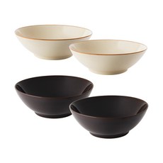 ARTIZEN 陶瓷碗 20cm白色*2+紫色*2, 混色, 1套