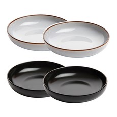 FS圓形陶瓷盤 15cm 灰色 2入+黑色 2入組, 混色, 1套