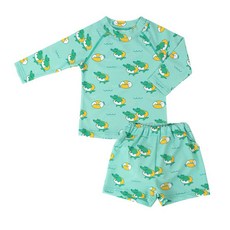 Babyan 孩童泳衣+游泳尿布褲套組 泳圈鱷魚款, 泳衣M+尿布褲S, 1套