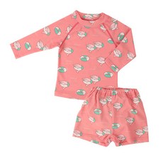 Babyan 孩童泳衣+游泳尿布褲套組 泳圈海豚款, 泳衣L+尿布褲L, 1套