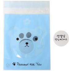 황씨네도시락 접착 애니멀 봉투 곰 100p + 선생님 맛있게드세요 캘리 원형 스티커 화이트 100p, 1세트