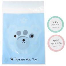 황씨네도시락 접착 애니멀 봉투 곰 50p + 선생님 맛있게 드세요 원형 스티커 50p, 1세트