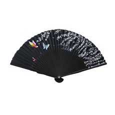 八福手工鏤空絲綢折扇 蝴蝶滿天星 隨機出貨, 1個