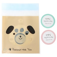 황씨네도시락 접착 애니멀 봉투 강아지 50p + 선생님 맛있게 드세요 원형 스티커 50p, 1세트