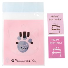 황씨네도시락 접착 애니멀 봉투 고양이 100p + 케이크 생일 스티커 핑크 100p, 1세트