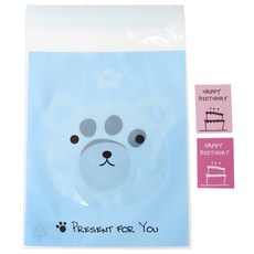 OPP條紋自黏袋 小熊款 100入+蛋糕生日貼紙 粉色 100入, 1套