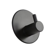 HICKIES 強力黏著現代風室內壁掛鉤 圓形掛扣式, 黑色, 1個