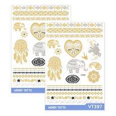 파티복닷컴 골드 반사 타투 스티커, VT397, 2장