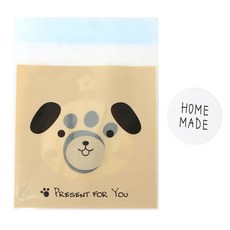 Hwangssinaedosirak 自黏動物包裝袋 狗狗 100p + 手作大貼紙 100p, 1套