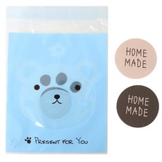 小熊自黏袋 100入+手工製作貼紙 牛皮紙 50入+巧克力色 50入, 1套