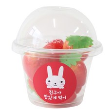 에이치씨엔 투명머핀컵 50p + 돔뚜껑50p + 스티커 레드토끼 친구야맛있게먹어 54p, 1세트