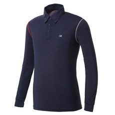 커터앤벅 남성용 MIPAN aqua X 원단 스티치 카라 긴팔 티셔츠