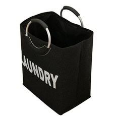 BANDI STORE 字母印花手提洗衣籃, 黑色的, 1個