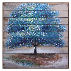 하나샵 생명 사과나무 목판 유화액자, 파란색