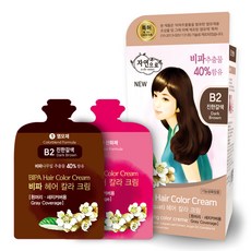 자연으로 비파 헤어 칼라 크림, B2진한갈색, 120ml, 1개