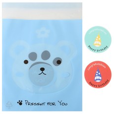 小熊自黏包裝袋 100入+生日快樂貼紙 100入, 1套