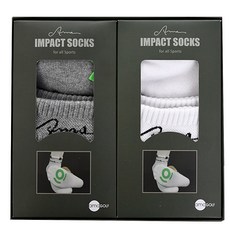 Impact男款高爾夫運動襪 短筒 2雙組, 灰色, 白色
