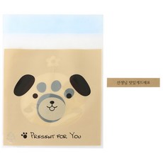 黏性動物圖案包裝袋 小狗 50入+牛皮紙色貼紙 老師請享用 50入, 1套