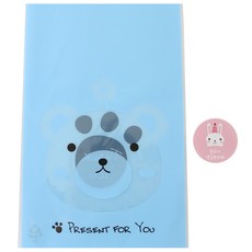 動物圖案包裝袋 100入+兔子韓文貼紙 100入, 1套