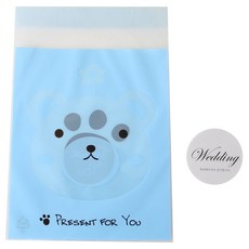 Hwangssinaedosirak 自黏動物餅乾包裝袋 熊 100入 + 婚禮貼紙 100張, 1套