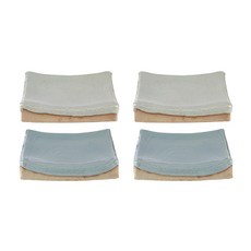 Design Docci 方形雙摺邊盤 山白土 4入, 1套, 透明 2入 + 淺綠 2入