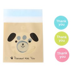 狗狗自黏袋 100入+感謝貼紙 100入, 1套