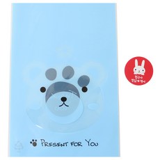 熊圖案包裝袋 50入+兔子圖案印花貼紙 50入, 1套