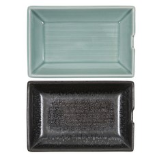 長方形醬料盤, 青瓷，黑油, 1套