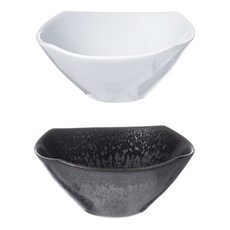 餐碗2款組, 白瓷，黑油, 1套