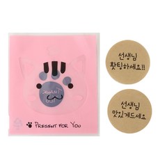 黏貼式動物圖案包裝袋 50入+韓文感謝貼紙 50入, 1套