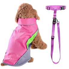 ZEZEPET 螢光亮點寵物雨衣牽繩套組, K00PPDFC030