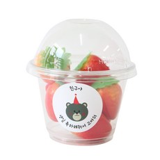 에이치씨엔 투명머핀컵 소 50p + 돔뚜껑 50p + 스티커 곰돌이 생일축하해줘서고마워 화이트 25p + 그린 25p, 1세트