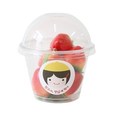에이치씨엔 투명머핀컵 소 50p + 돔뚜껑 50p + 스티커 노랑모자걸 50p, 1세트