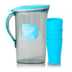 青檸橄欖七彩輕水瓶1.5L+杯子3p套組, 藍色