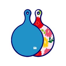 Roem Design 藍色版 雙面圓形上菜砧板 天空藍, 菊花粉紅, 1個