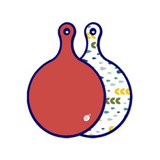 Roem Design 藍色版 雙面圓形上菜砧板 紅色, 雨水與新芽圖案, 1個