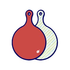 Roem Design 藍色版 雙面圓形上菜砧板 紅色, 藍白色斜紋, 1個