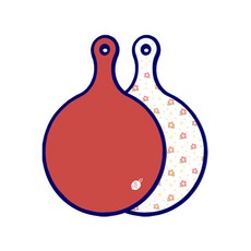 Roem Design 藍色版 雙面圓形上菜砧板 紅色, 燻色牽牛花白色, 1個