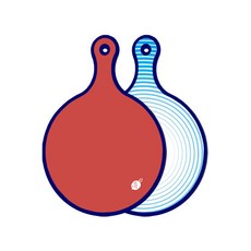 로엠디자인 블루에디션 양면 원형 서빙도마 보드 레드, 피쉬라인블루, 1개