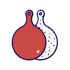 Roem Design 藍色版 雙面圓形上菜砧板 紅色, 配色圓形, 1個