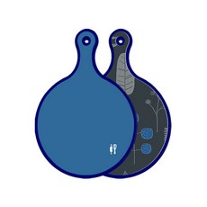 Roem Design 藍色版 雙面圓形上菜砧板 深藍色, 柿色樹紋, 1個