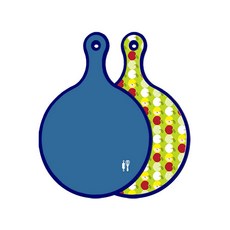 Roem Design 藍色版 雙面圓形上菜砧板 深藍色, 蘋果淺綠, 1個