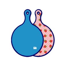 Roem Design 藍色版 雙面圓形上菜板 天空藍, 粉紅草莓, 1個