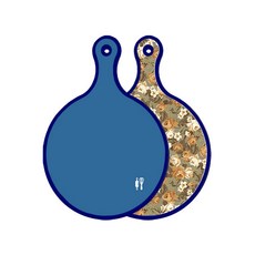 Roem Design 藍色版 雙面圓形上菜砧板 深藍色, 土色花卉, 1個